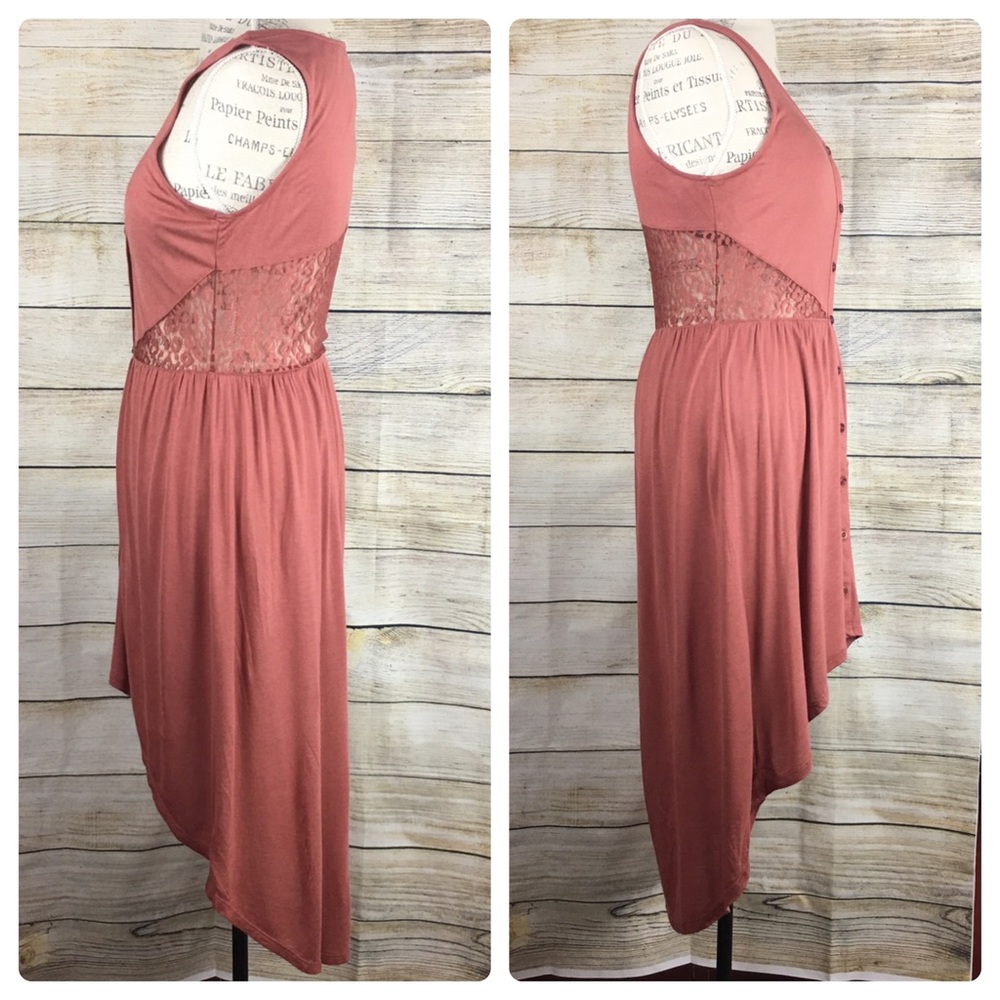 Mine Salmon Colored Button Dress Size Med - Picture 2 of 8